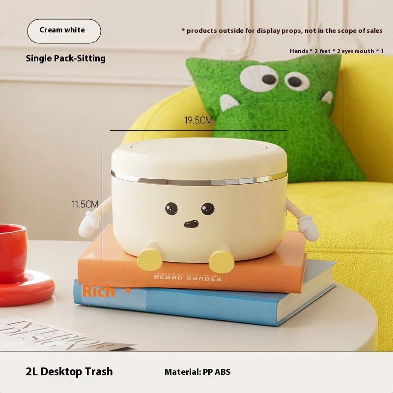 Mini Pop-Up Desktop Trash Can – Waterproof Cute Waste Bin for Bathroom & Office