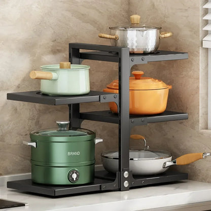 Adjustable Under Sink Pot Rack  Multi-Layer Storage Shelf  Rustproof Kitchen Organizer