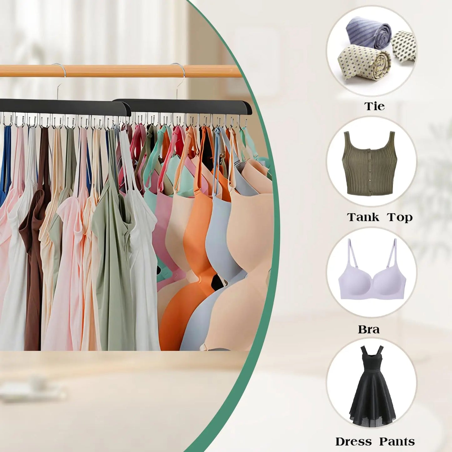 👚 Wooden Hanger with 20 Foldable Hooks – Space-Saving Belt & Accessory Organizer