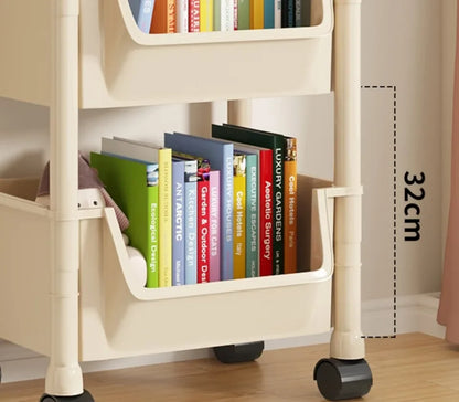 📚 5-Tier Rolling Bookshelf – Portable Corner Storage Rack with Wheels 🛋️🚚