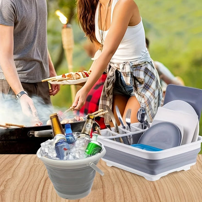 🍽️ Foldable Dish Drying Rack with Utensil Holder – Collapsible & Space-Saving