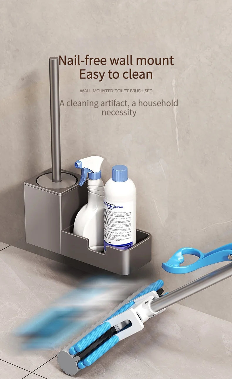 🧻 Punch-Free Bathroom Toilet Shelf & Brush Holder 🛁