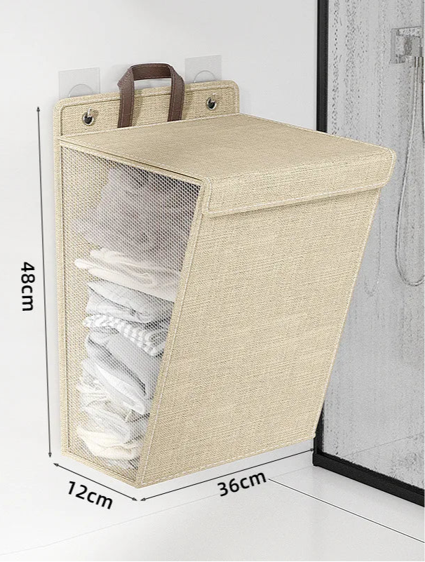 🧺 Foldable Wall Hanging Laundry Hamper with Hooks – Space Saver 🧺