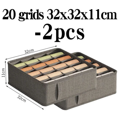 🧺 Foldable Drawer Organizer Box – 1/6/7/20-Grid Storage for Underwear, Socks & Bras