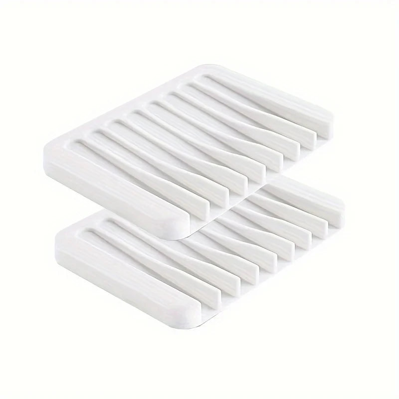 🧽 Silicone Soap Dish (1/2PCS) – Self-Draining, Anti-Slip, Modern Soap Saver for Bathroom & Kitchen