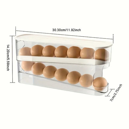 🥚 Double-Layer Rolling Egg Storage Box – Refrigerator Organizer 🥚