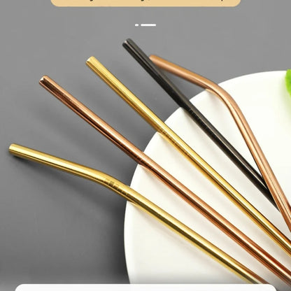 🥤 Stainless Steel Straws – Reusable Colorful Set with Brush 🥤