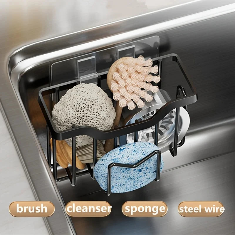 🧼 M-Shape Stainless Steel Sink Sponge Holder – Rustproof Kitchen Caddy with Hook 🧼