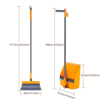 Fold. Click. Sweep! Magnetic Handle Broom & Dustpan Set