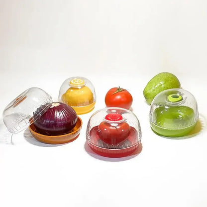 Refrigerator crisper storage box for vegetables and fruits like onion, avocado, and tomato

