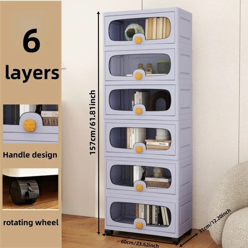 60cm Extra Large Flip-Top Storage Cabinet with Wheels – Multi-Layer Organizer