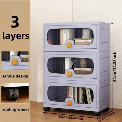 60cm Extra Large Flip-Top Storage Cabinet with Wheels – Multi-Layer Organizer
