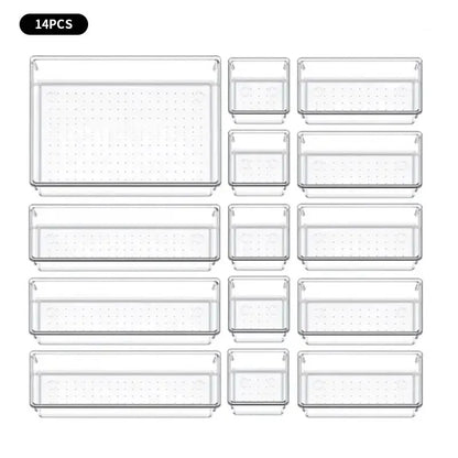 🗃️ Crystal-Clear Drawer Organizers – Tidy Up in Style, One Bin at a Time! ✨