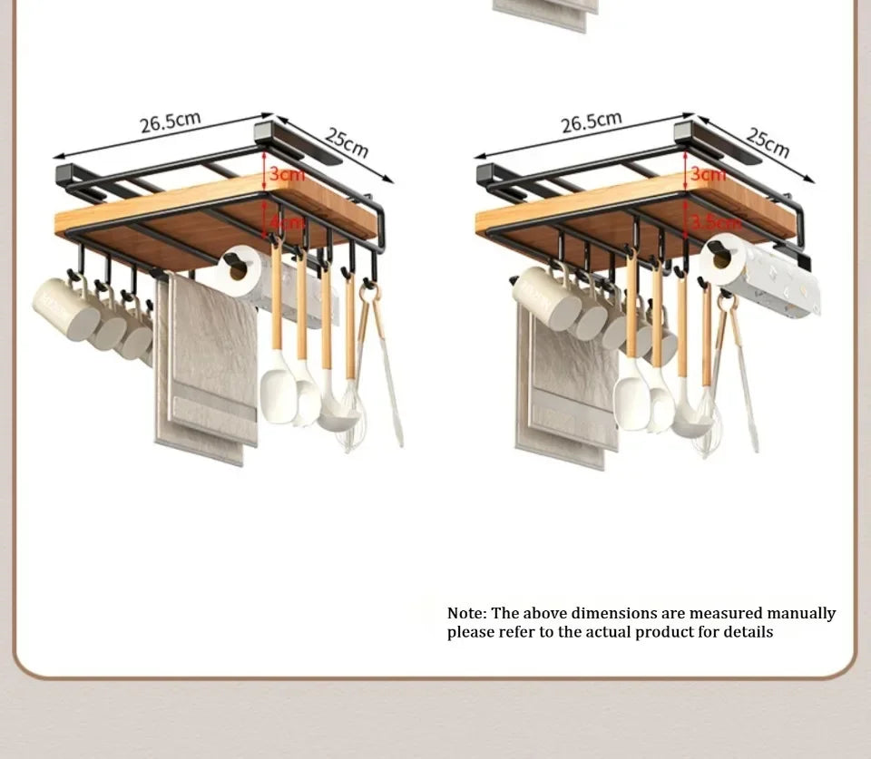 🧻 Kitchen Hanging Rack 🥄 Paper Towel + Pot Lid + Cutting Board Shelf 🧺