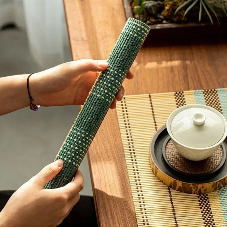 Bamboo placemat coaster Japanese style waterproof non-slip table pad for kitchen dining
