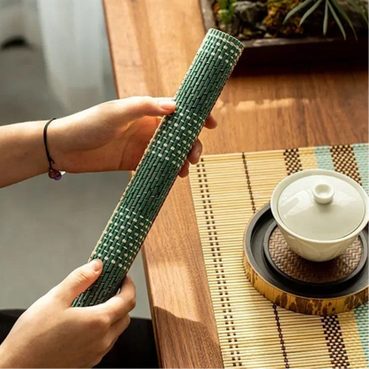 Bamboo placemat coaster Japanese style waterproof non-slip table pad for kitchen dining

