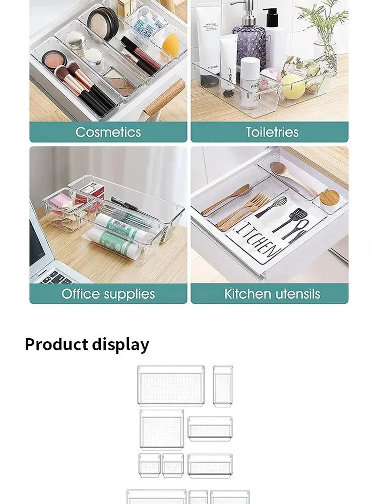 🗃️ Crystal-Clear Drawer Organizers – Tidy Up in Style, One Bin at a Time! ✨