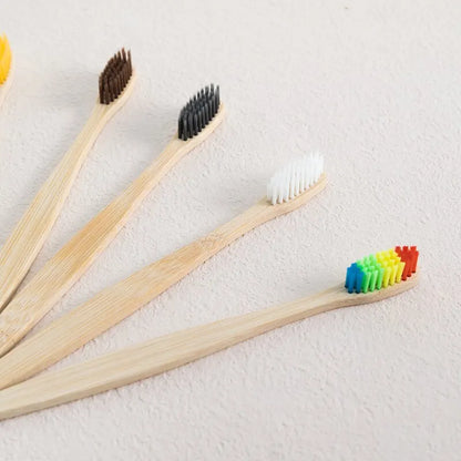 🪥 Bamboo Toothbrush Set – 10Pcs Eco-Friendly Wooden Brushes 🪥