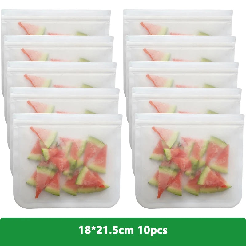 Reusable Food Storage Bags – Freezer & Ziplock Set – 1/5/10 Pcs