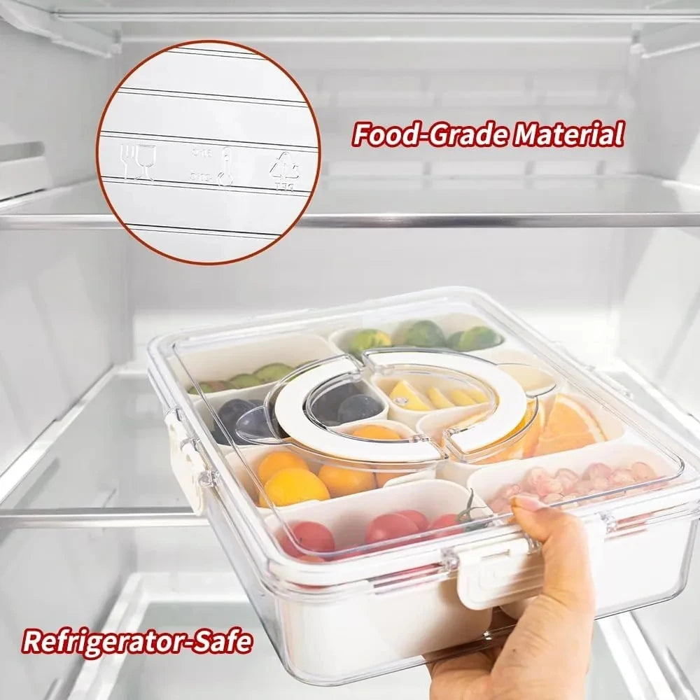 8-Grid Food Storage Box with Lid & Removable Compartments