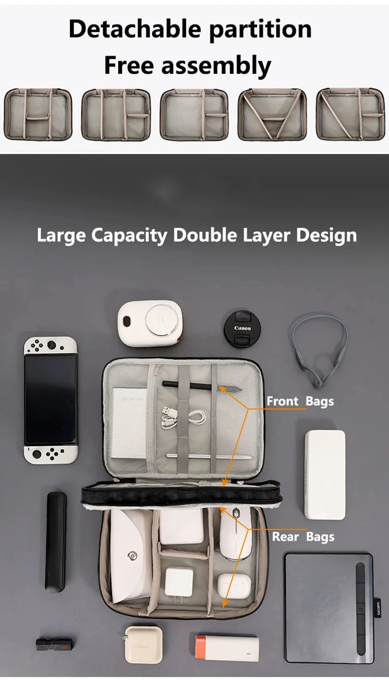 💼 Digital Cable Storage Bag – USB Cord, Charger & Power Bank Organizer Travel Case