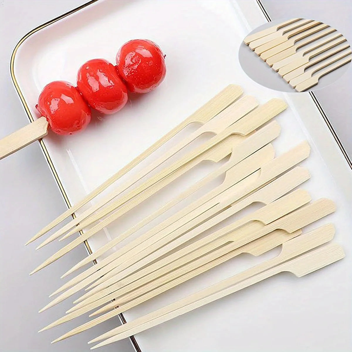 🍢 Bamboo Skewers – 100Pcs 15CM BBQ Sticks for Party & Camping 🍢