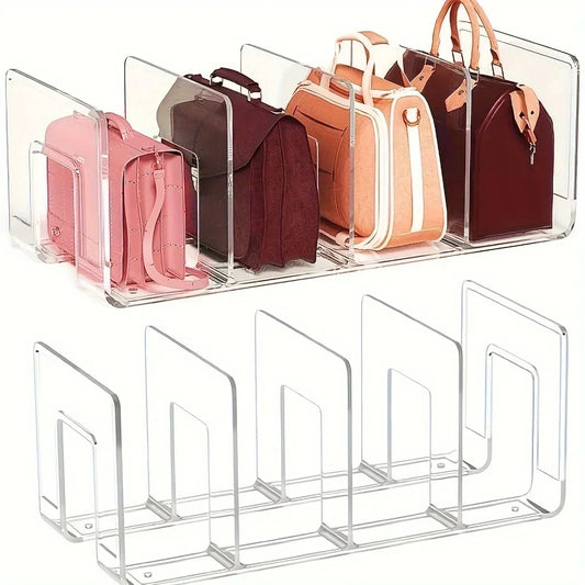 Clear plastic closet dividers set of 4 for organizing clothes, bags, and shelves
