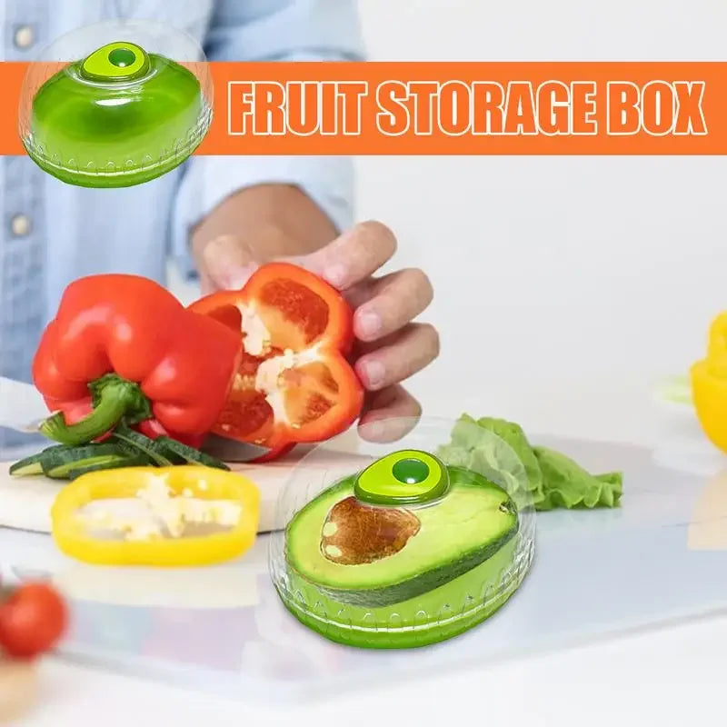 Refrigerator crisper storage box for vegetables and fruits like onion, avocado, and tomato
