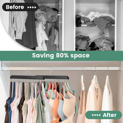 👚 Wooden Hanger with 20 Foldable Hooks – Space-Saving Belt & Accessory Organizer