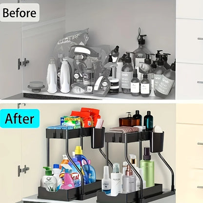 2-Tier Pull Out Storage Box – Space Saving Large Drawer Organizer