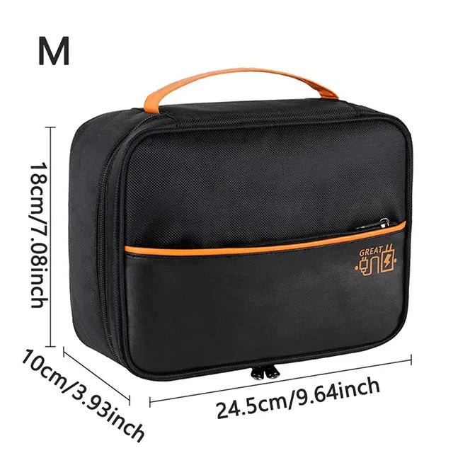💼 Digital Cable Storage Bag – USB Cord, Charger & Power Bank Organizer Travel Case