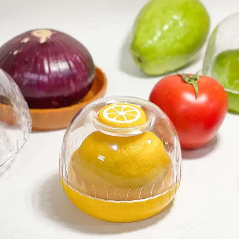 Refrigerator crisper storage box for vegetables and fruits like onion, avocado, and tomato
