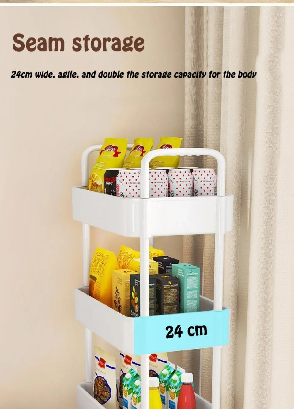 🛒 Kitchen Storage Trolley 🛁 Multi-Tier Utility Cart 🔄 Rolling Shelf Rack 📚