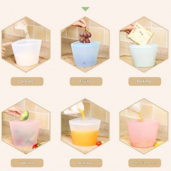 🛍️ Silicone Storage Bags – Reusable Food Grade Leakproof Set 🛍️