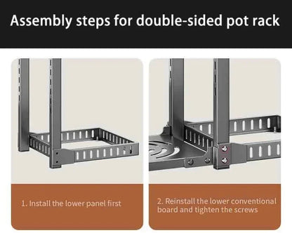 Adjustable Under Sink Pot Rack  Multi-Layer Storage Shelf  Rustproof Kitchen Organizer