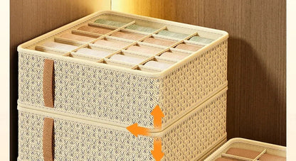 👕 Foldable Multi-Grid Underwear & Sock Organizer – Sturdy Non-Woven Drawer Storage Box