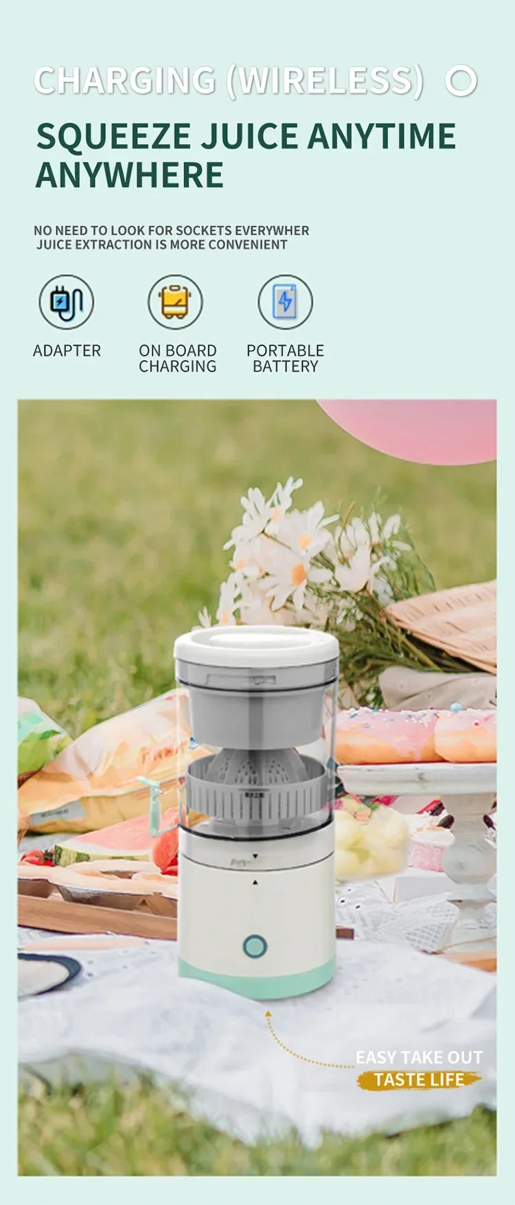 USB Rechargeable Citrus Juicer – Portable & Automatic Fruit Squeezer