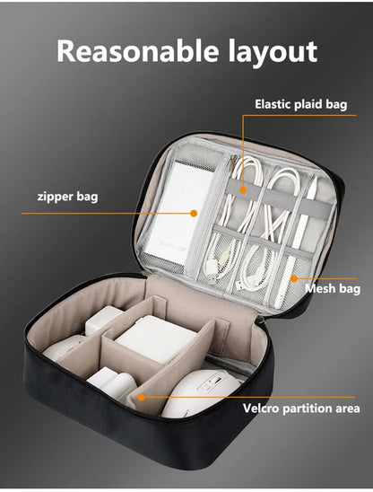 💼 Digital Cable Storage Bag – USB Cord, Charger & Power Bank Organizer Travel Case