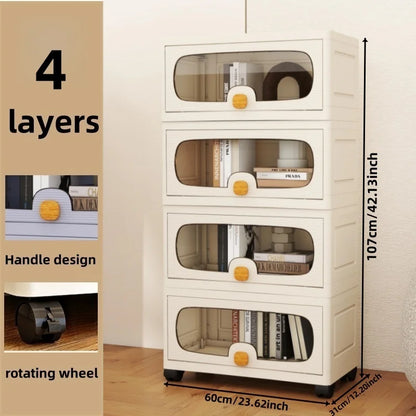 60cm Extra Large Flip-Top Storage Cabinet with Wheels – Multi-Layer Organizer