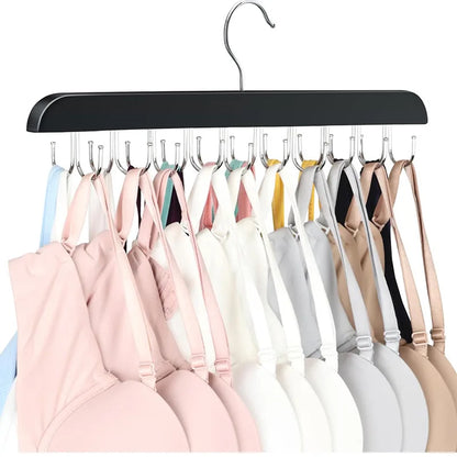 👚 Wooden Hanger with 20 Foldable Hooks – Space-Saving Belt & Accessory Organizer