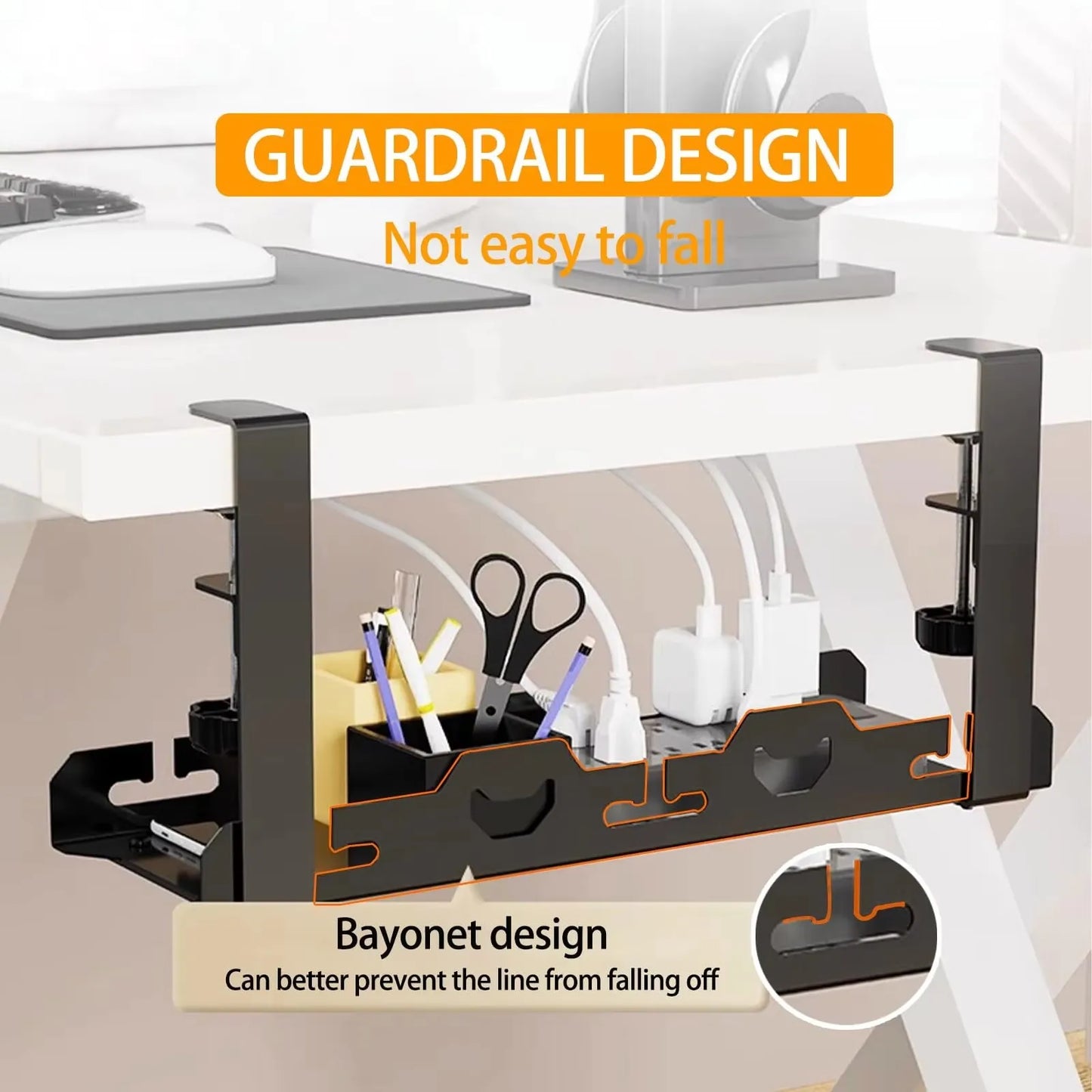 🖥️ Under Desk Cable Organizer – Telescopic Metal Storage Rack 🖥️