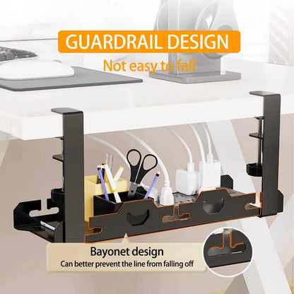 🖥️ Under Desk Cable Organizer – Telescopic Metal Storage Rack 🖥️