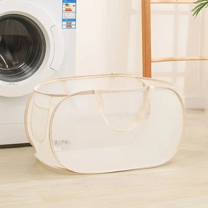 🧺 Foldable Mesh Laundry Hamper – Organise Dirty Clothes in Style! ♻️