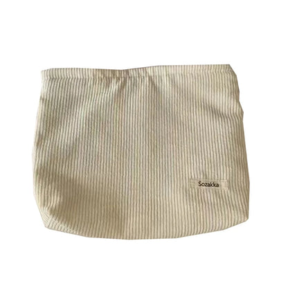💼 Corduroy Cosmetic Travel Bag – Soft Zipper Makeup Pouch for Women (Large Capacity)
