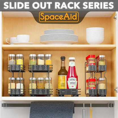 🧂 Sliding Spice Rack – Double Layer Seasoning Organizer for Kitchen Cabinets 🧺
