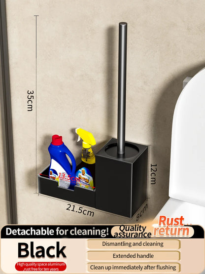🧻 Punch-Free Bathroom Toilet Shelf & Brush Holder 🛁