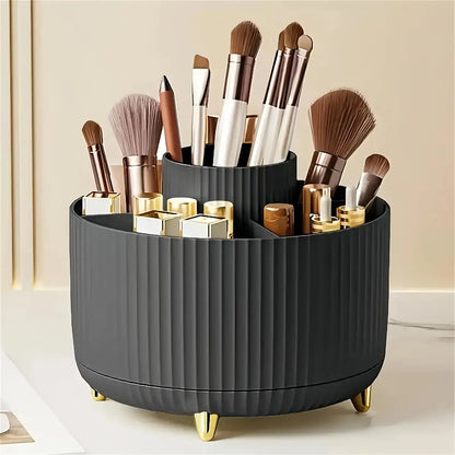 🌀 360° Rotating Makeup Storage Box – Cosmetic, Brush & Desk Organizer