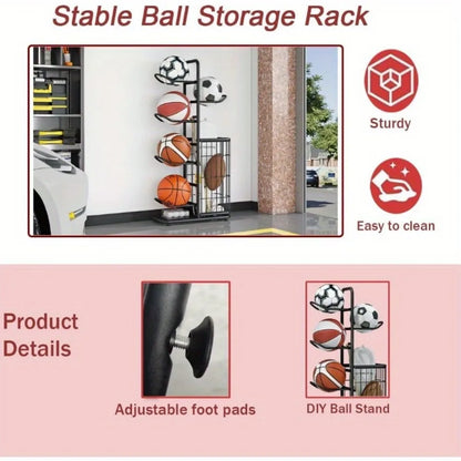 🏀 Kids Ball Storage Rack – Indoor Basketball Football Organizer 🏀