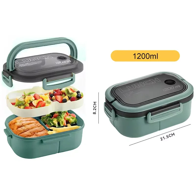 🍱 1300ML Bento Lunch Box – 4 Grid Leakproof Microwavable Set 🍱