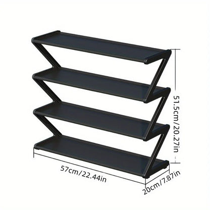 👟 4-Tier Z-Shaped Shoe Rack – No-Tool Stackable Storage for Home, Dorm & Entryway